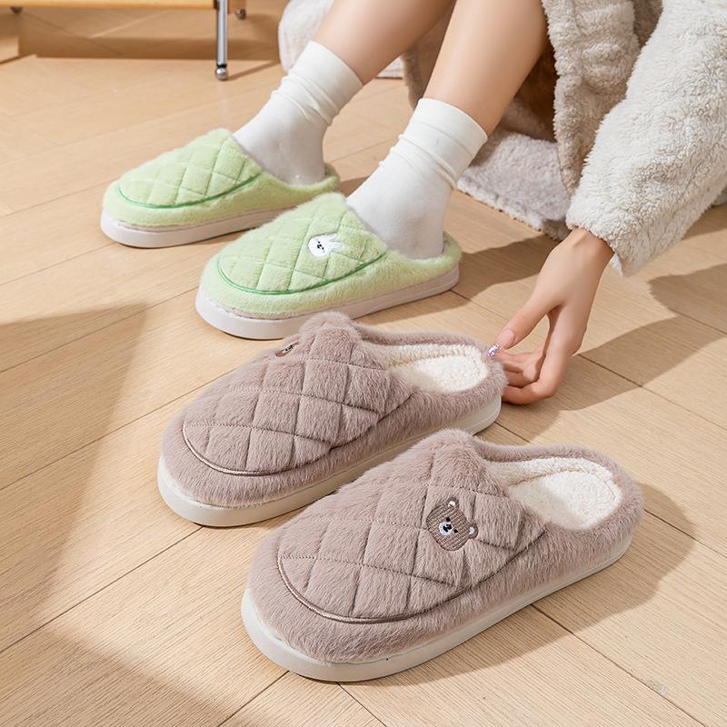 Einfache Baumwollschuhe Herbst und Winter drinnen zu Hause warm und bequem Plüsch Haushaltsbaumwollpantoffeln