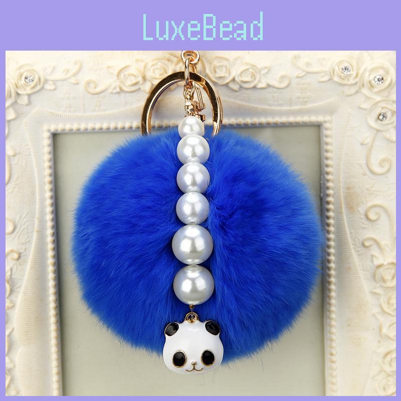 Charming Creative Panda Plush Keychain Keyring For Women With Colorful Pom Pom