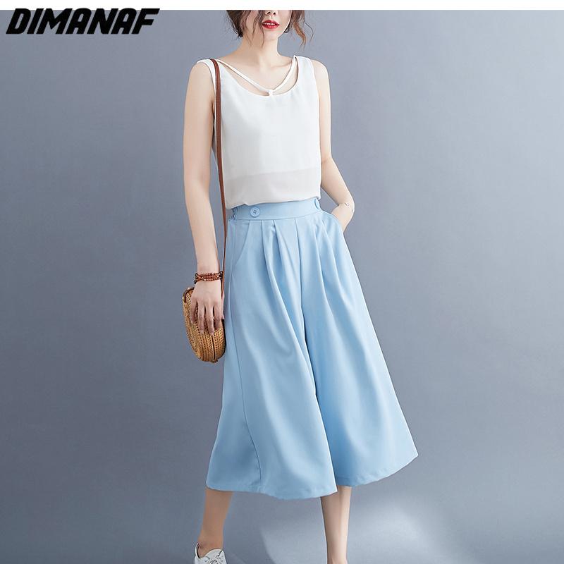 Dimanaf 2023 Summer Shorts Pants Women Elastic Pants Loose Casual Female Basic Trousers Wide Leg Pants Buttons