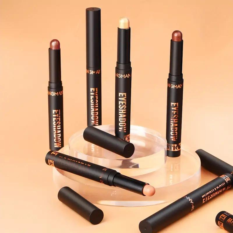 8 Colors Pearly Eyeshadow Stick Pearly Glitter Matte Finish Eyeshadow Highly Pigmented Long Lasting Waterproof Eyeshadow Stick