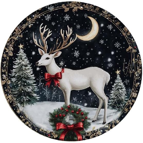 Christmas Metal Sign Snowman In The Forest Round Tin Sign for Kitchen Garden Yard Bar Winter Wreath Home Decor 8x8 Inch 8x8 INCH