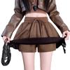 Women's Suede Fluff Elastic Waist Anti-exposure A-line Skirt - Autumn/Winter Retro Korean Style Temperament Petite Short Skirt