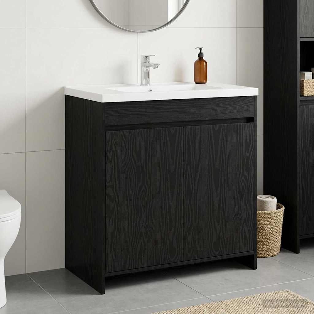 Bathroom Vanity Unit Black Oak 78.5 x 37.5 x 81 cm