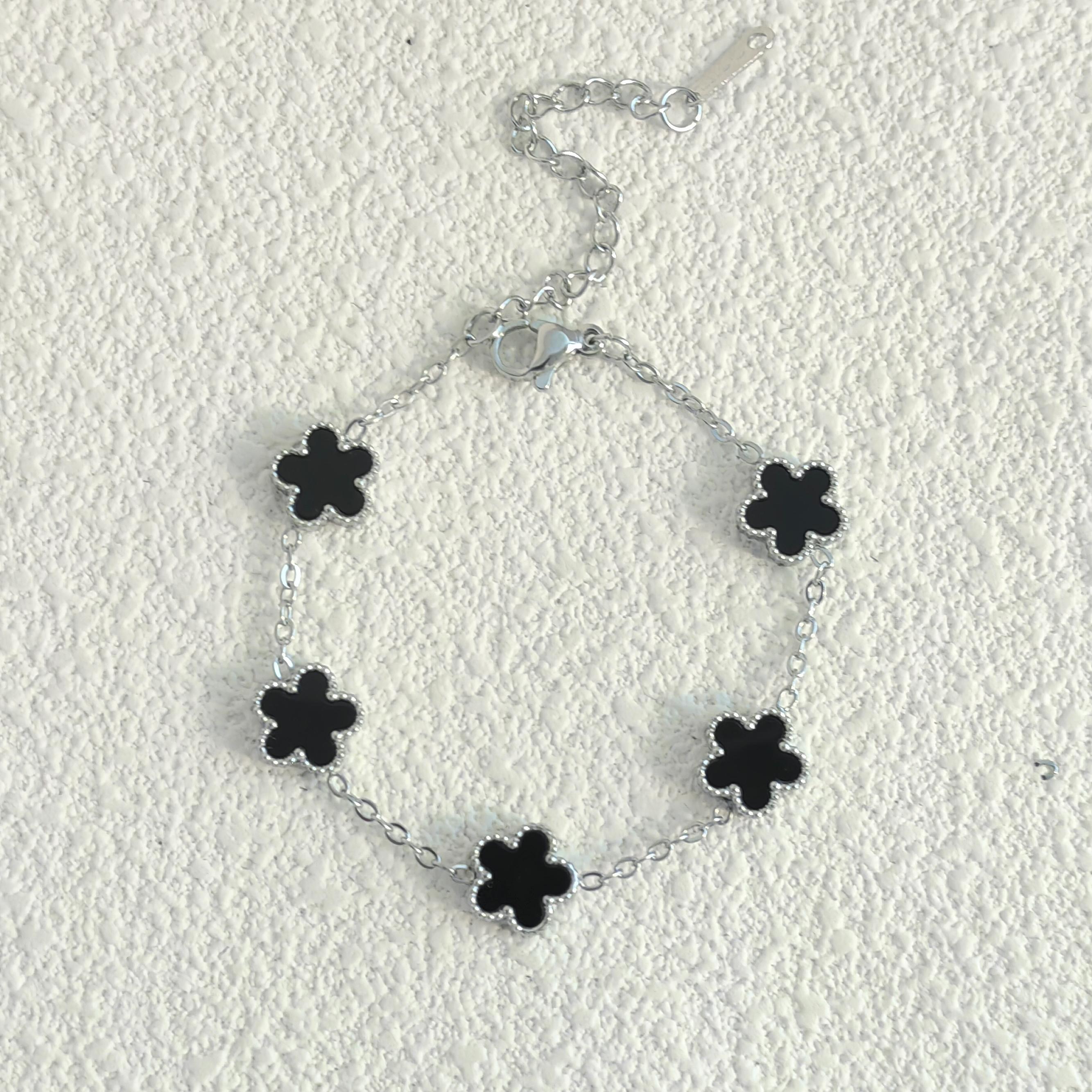 

Мужские браслеты 9 мм Двусторонние цветы Роскошный женский браслет Рождественские подарки Браслет из нержавеющей стали Женский Парный Клевер 16.5cm