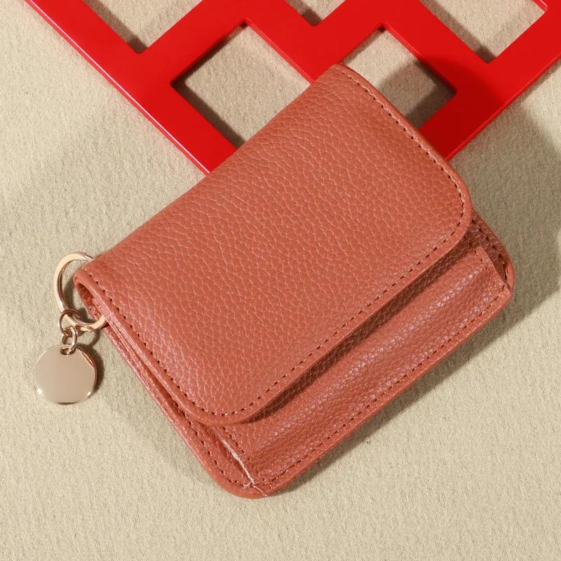 Nová dámská peněženka v korejském stylu, jednobarevná jednoduchá peněženka na mince, přenosná taška na kreditní karty