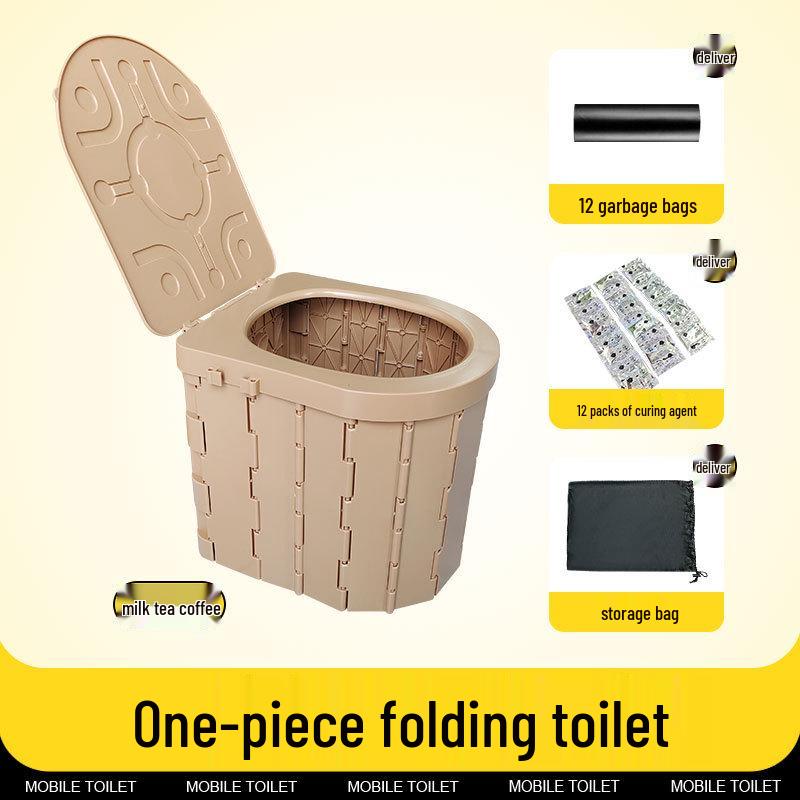 Portable Folding Toilet with Lid for Travel and Outdoor Use