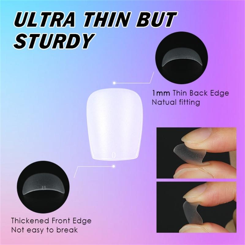 300Pcs Soft Gel Full Cover Short Matte Nail Tips Pre Shaped Acrylic False Nail Manicure Decoration for DIY Nail Art