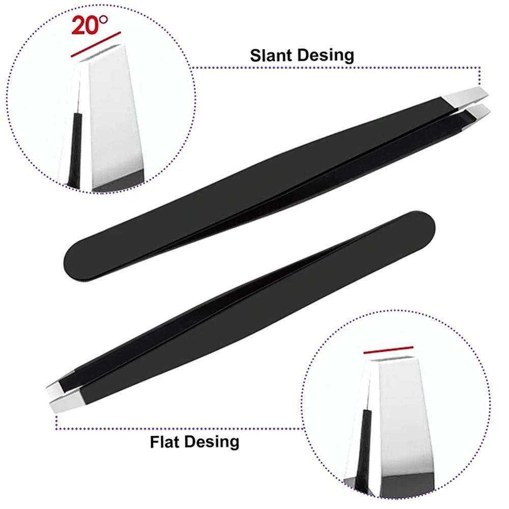 4Pcs/Set Slanted Tip Eyebrow Tweezers Set Beauty Brow Grooming Tool Set Body Hair Removal