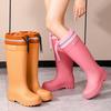 Rain shoes women's fashion adult high rain boots thermal shoes wear-resistant, non-slip and anti-rubber shoes rain boots rainforest hiking