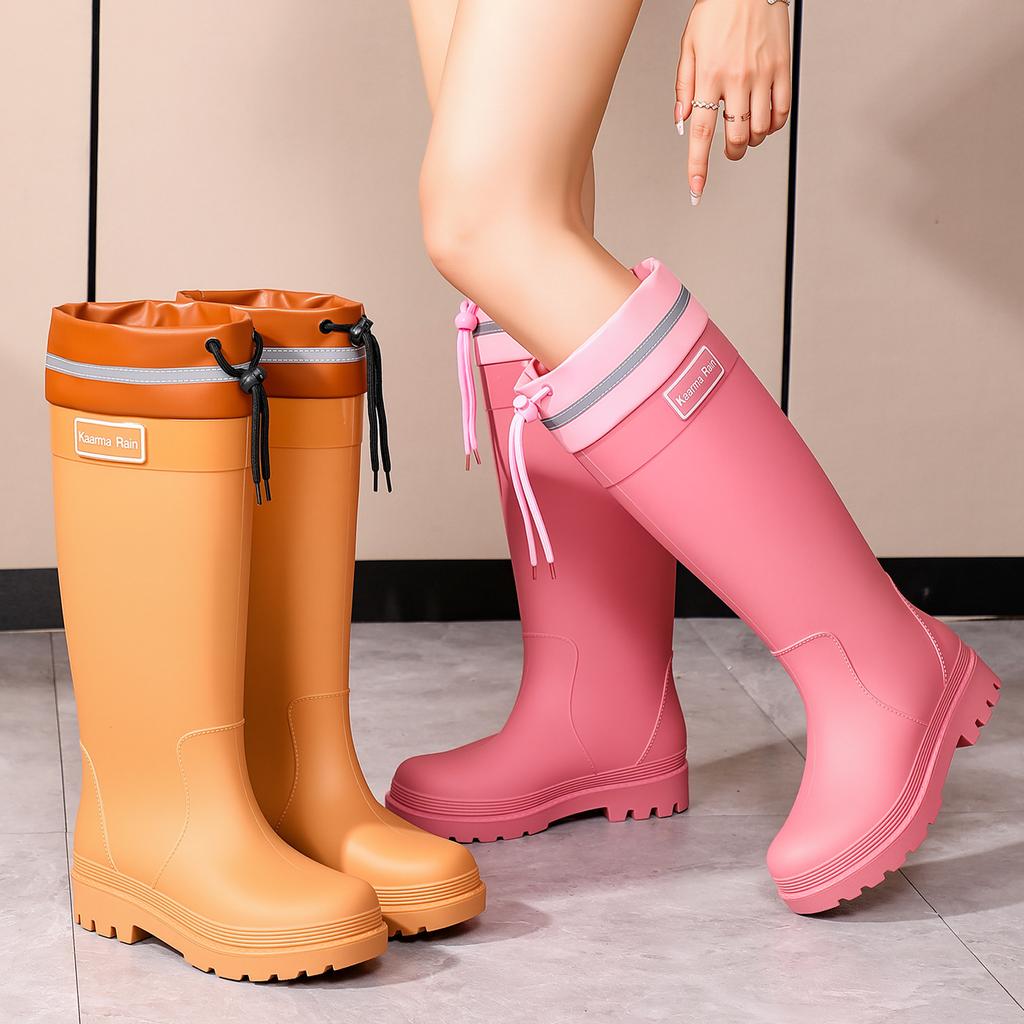 Rain shoes women's fashion adult high rain boots thermal shoes wear-resistant, non-slip and anti-rubber shoes rain boots rainforest hiking