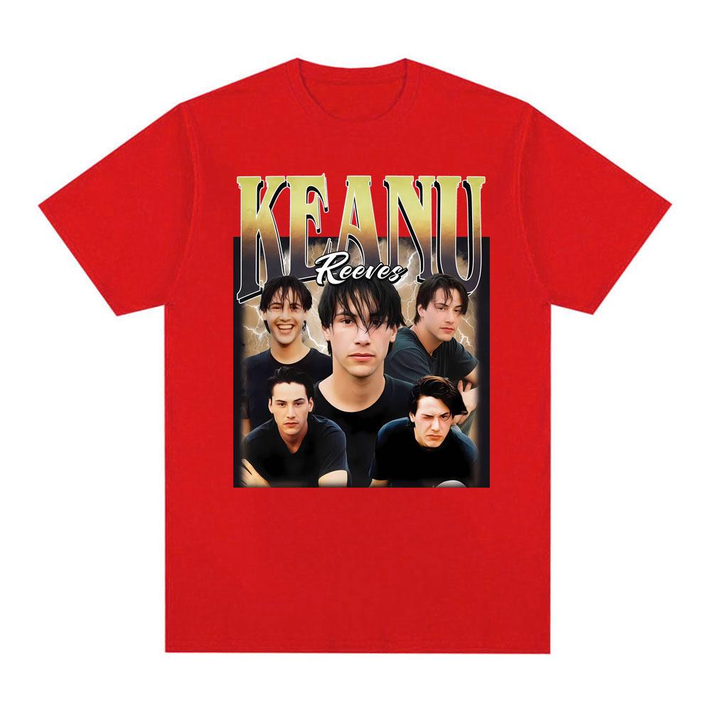 Keanu Reeves Vintage 90er Jahre Print T-Shirts Unisex Damen Mode Hip Hop T-Shirt Hohe Qualität Übergroßes Kurzarm T-Shirt Streetwear
