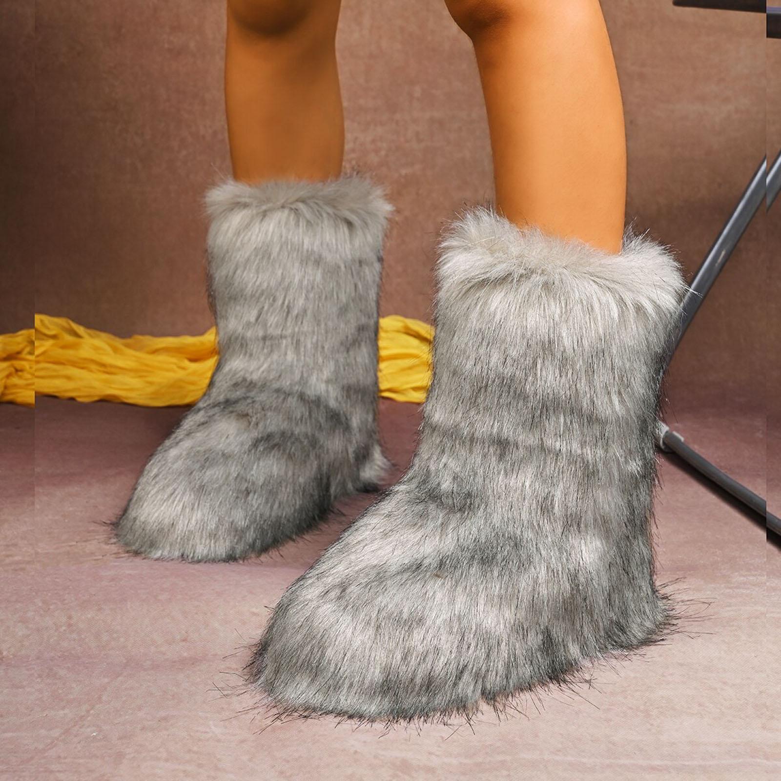 

Women s Plush Warm Flat Shoes Fun And Stylish Short Haired Indoor And Outdoor Mid Calf Boots Womens Calf Boots Flat Heel 36 серый