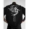 Men Loose Summer T-shirt Geometric Fish Pattern Print Street Style 100% Cotton Fabric Versatile Casual Top