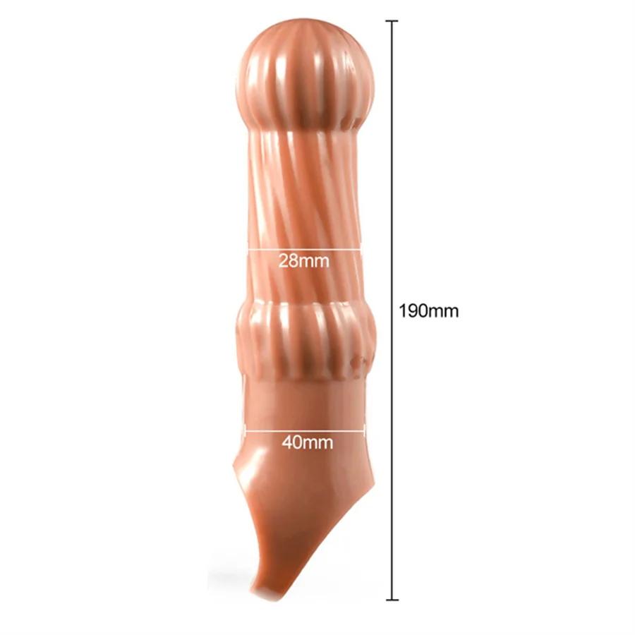 Reusable Penis Sleeves High Elastic Condoms Cock Soft Extender Enlargement Delay Ejaculation Sex Toys for Men Couple