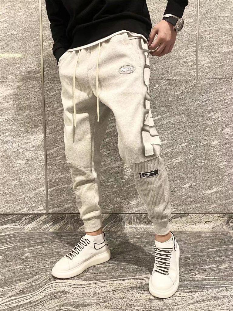 Ανοιξιάτικα 2023 Ανδρικά Μοντέρνα Στενά Joggers με Στενό Πόδι: Casual Αθλητικό Παντελόνι Patchwork με Ελαστικές Μανσέτες
