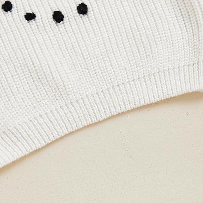 Hand-Embroidered Snowman Knit Sweater - Christmas Cotton, Long Sleeve for Baby Boy/Girl
