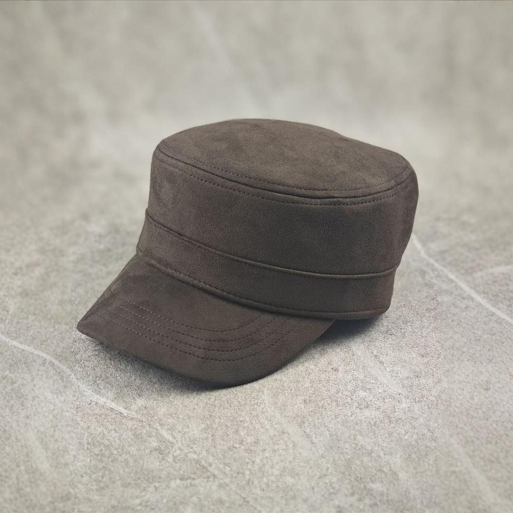 Cappello Militare in Pelle Scamosciata da Donna con Testa Piccola 50cm 52cm 54cm Cappello Monocolore Autunno Inverno Cappello Piatto Casual Giapponese Cappello da Coppia da Uomo