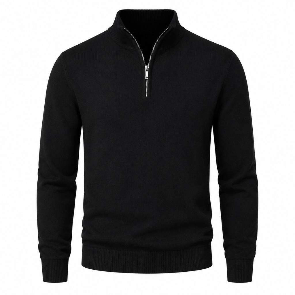 Men's Half Zip Mock Neck Knit Sweater Long Sleeve Pullover Business Casual Top
