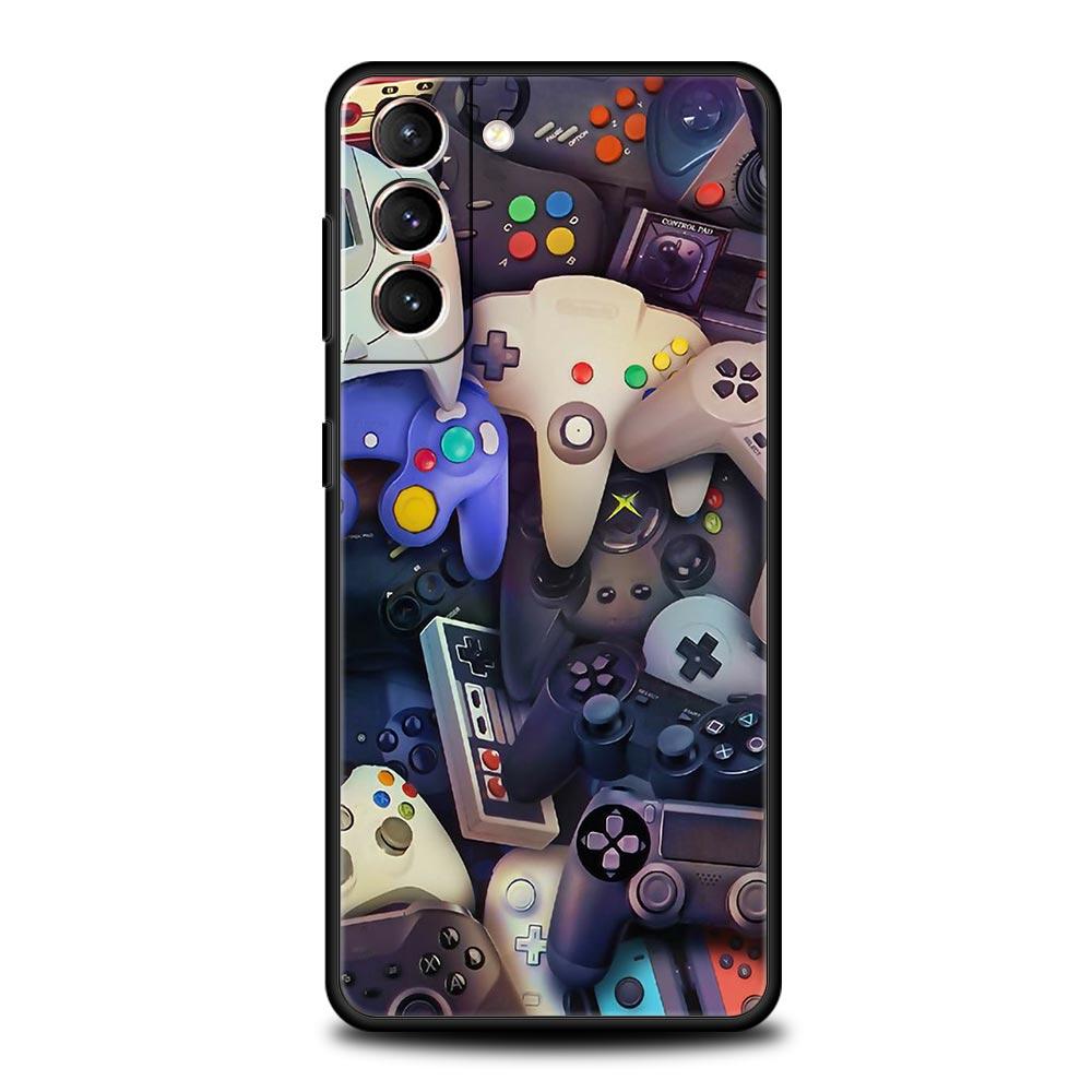 Game Controller Graphic Phone Case For Samsung Galaxy S26 Ultra S25 Plus S24 FE S23 S22 5G S21 S20 Cover Black Soft