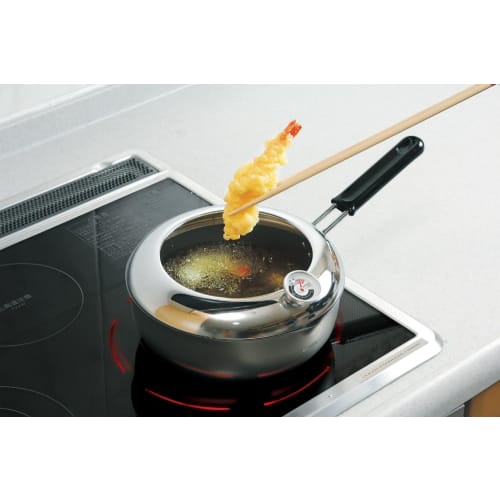 Eporus Rimmed Deep Fryer with Thermometer, One-Handed, 20cm, EN-T20S