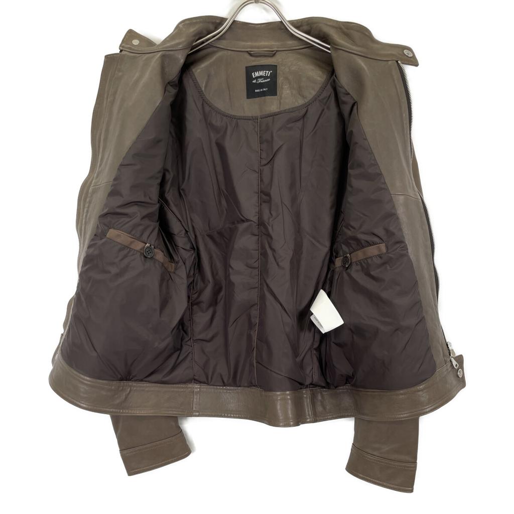 EMMETI GIAPPONE 072 ANDREA Grey Lambskin Single Rider's Jacket Jacket 48 greigeUsed