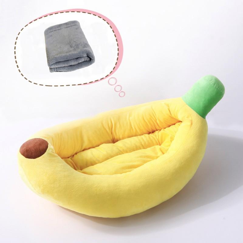 Washable Cartoon Banana Pet Bed for Dogs & Cats - Four Seasons Use