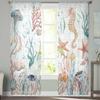 Summer Watercolor Ocean Navigation Voile Sheer Curtains Living Room Window Tulle Curtain Kitchen Bedroom Drapes Home Decor