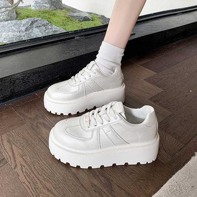 Small 6.5cm Muffin Shoes for Women 2025 Spring New Casual Versatile Fashion Thick-soled Thin White Shoes for Women
