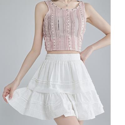 Gonna di pizzo per donna in primavera ed estate nuova gonna stile college bianca gonna corta che riduce l'età a vita alta temperamento elegante