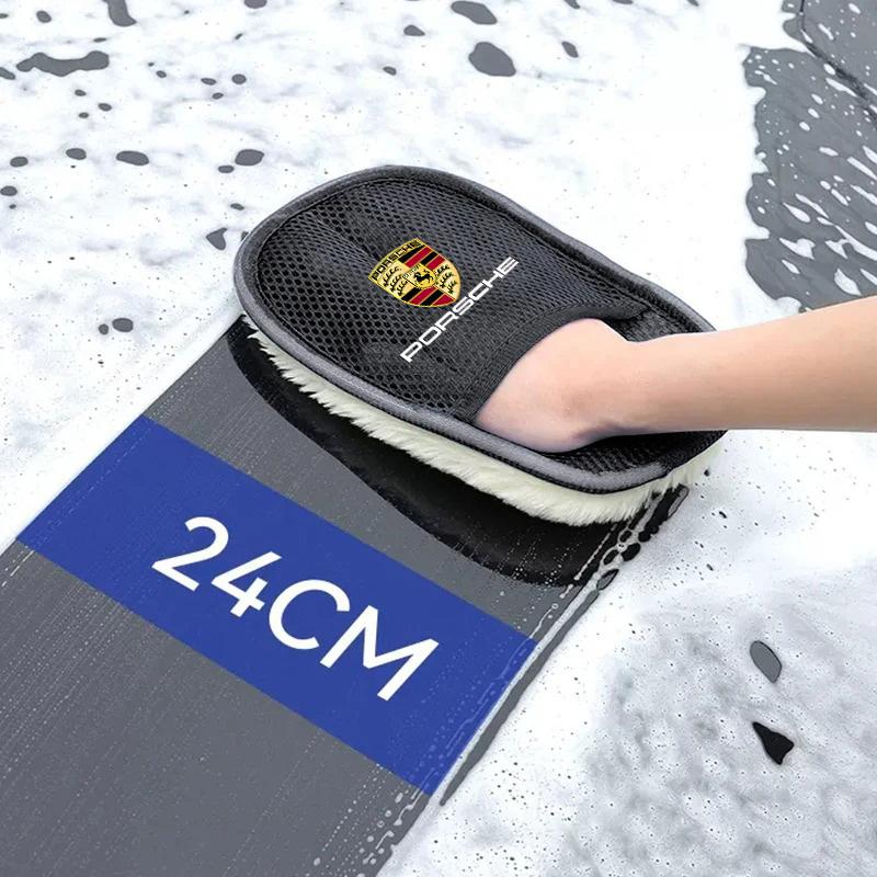 1ks Mycí rukavice z ovčí vlny Sametové zesílené s kašmírovou vlnou Utěrka na auto Rukavice pro Porsche Cayenne Panamera Macan 911 718 Taycan