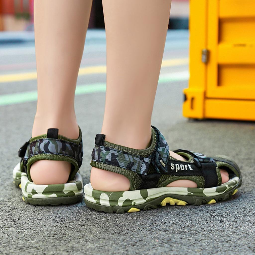 Summer Sport Sandals For Children's 5-15 Years Boys Breathable Anti-Slip Beach Shoes Girls Outdoor Anti-Bump Closed Toe Sandails