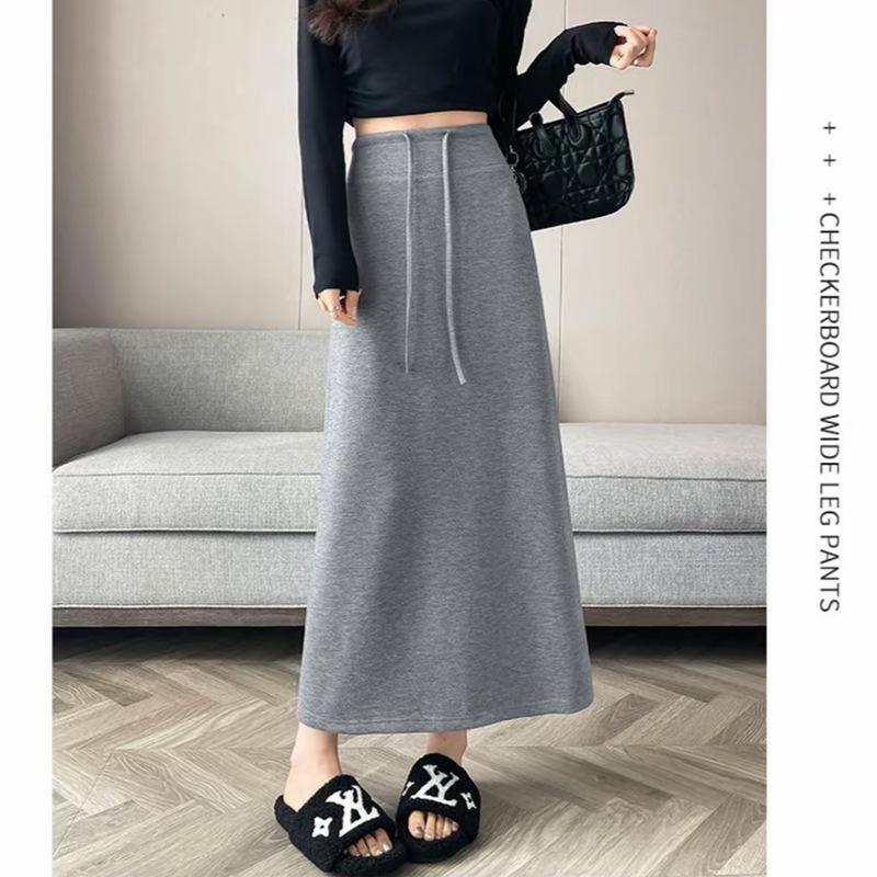 Autumn 2026 Casual Drawstring High Waist Slimming Slit Pencil Skirt