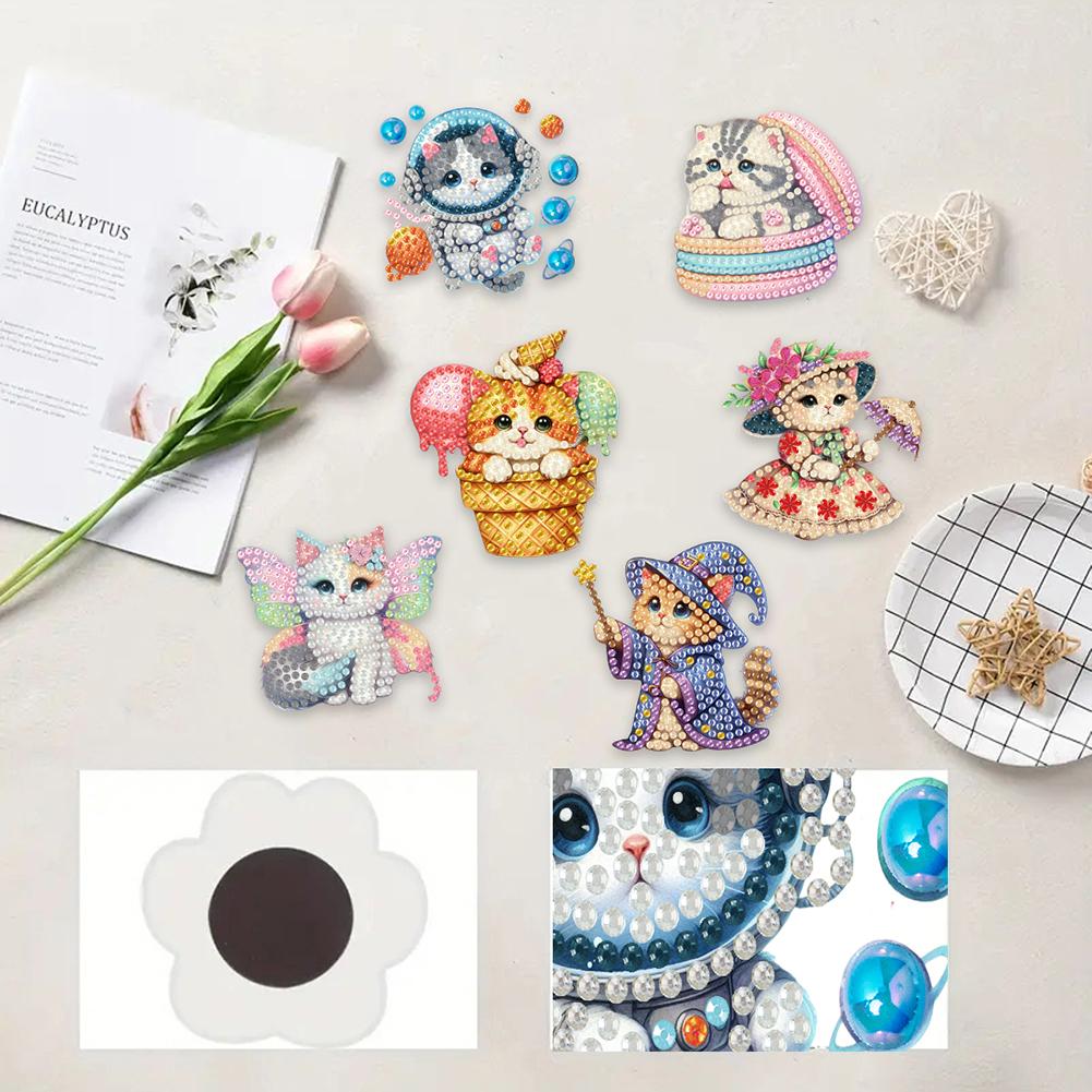 6Pcs Acrylic DIY Diamond Art Refrigerator Magnet Crystal Sparkling Diamond Magnets Set for Refrigerator Mailbox Decor