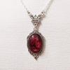 Colgante de Cristal de Cuarzo Rojo Vintage Plateado Plata Joyería de Moda Collar