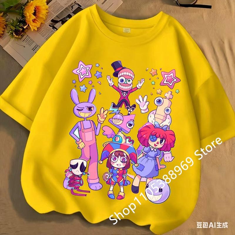 2026 Cute Pomni T-Shirts Children The Amazing Digital Circus Short Sleeve Casual Fashion Printed Boys Girls Tops Spring Summer