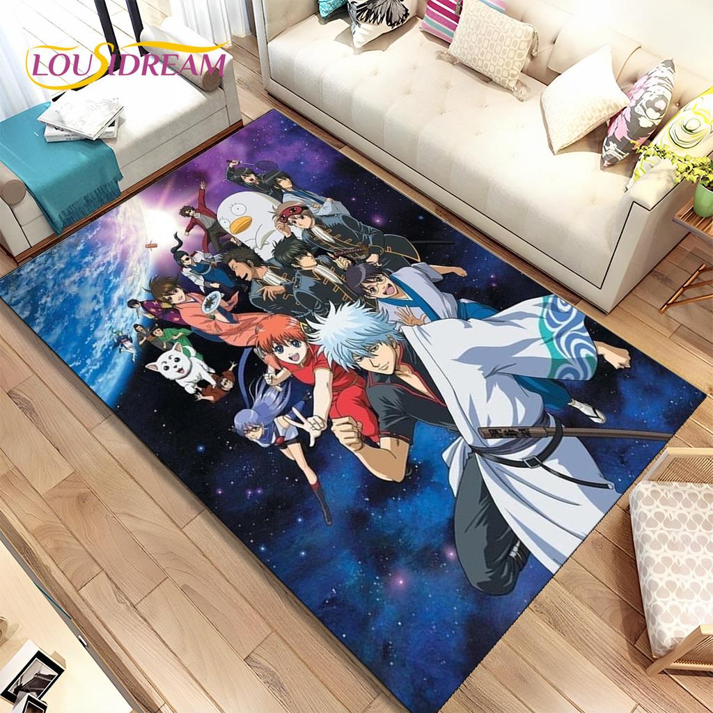 3D Gintoki Kagura Gintama Anime Area Rug,Carpet Rug for Living Room Bedroom Sofa Doormat Decoration, Kid Play Non-slip Floor Mat