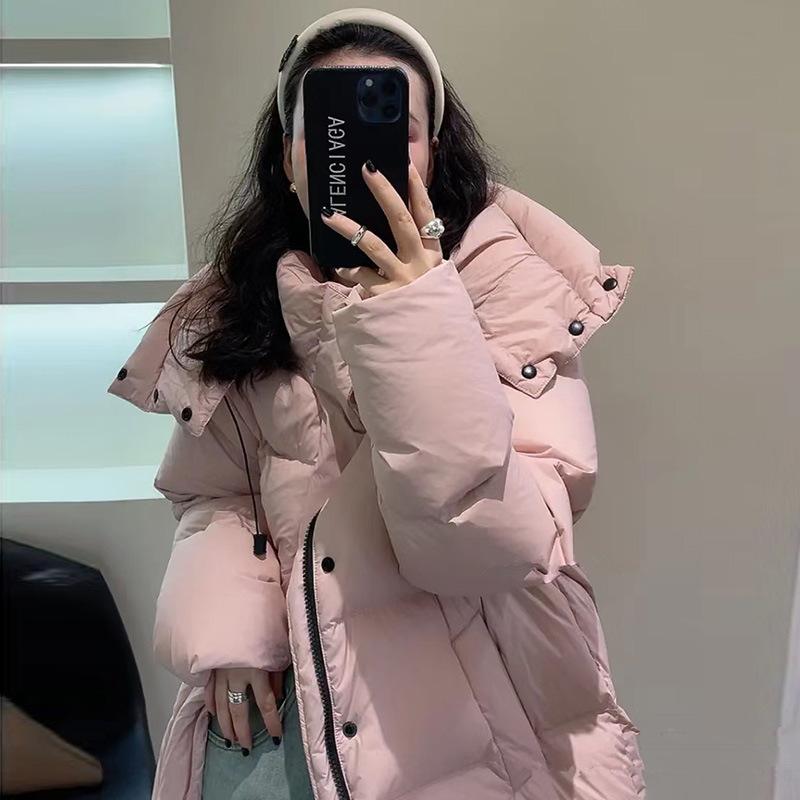 Hooded White Duck Down Jacket Women's Medium and Long 2025 Winter New Thickened Large Quilt Knee Warm Jacket
