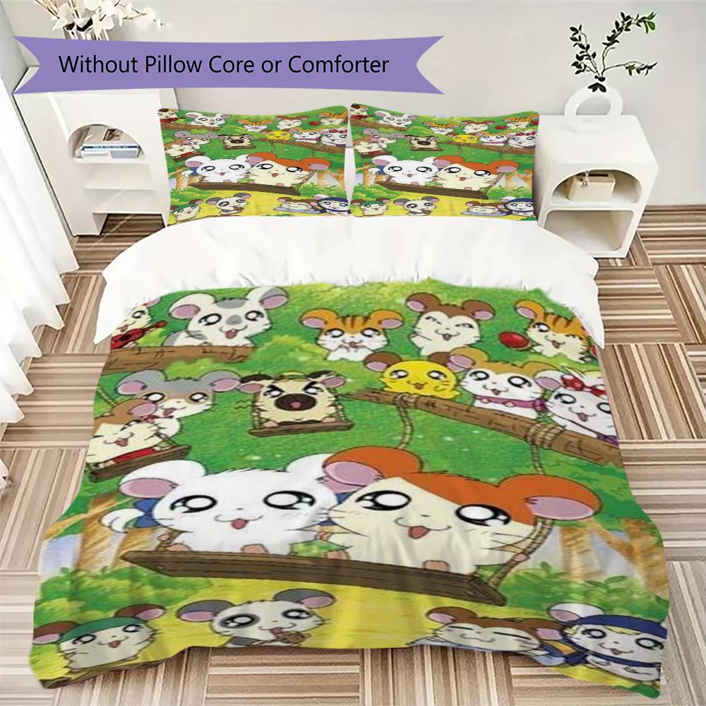 Set Copripiumino Trapuntato con Fantasia Hamtaro Copripiumino Federa Decorazione per la Casa Regalo di Compleanno (1 * copripiumino + 2 * federe senza imbottitura)