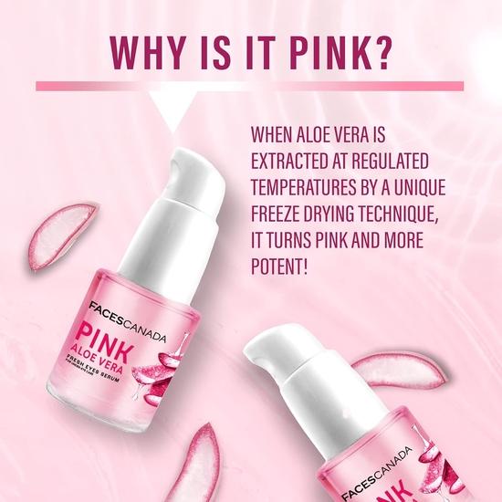 FACESCANADA Pink Aloe Vera Fresh Eyes Serum For Under-Eye Care, 15ml | Squalene, Witch Hazel & Quinoa Extracts | Anti-Ageing, Brightening