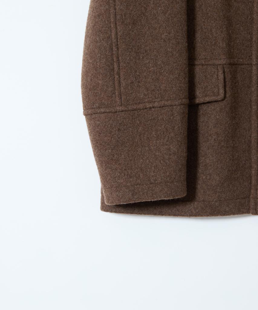 HORLISUN Idaho Snap Button Wool Half Coat Melange Brown