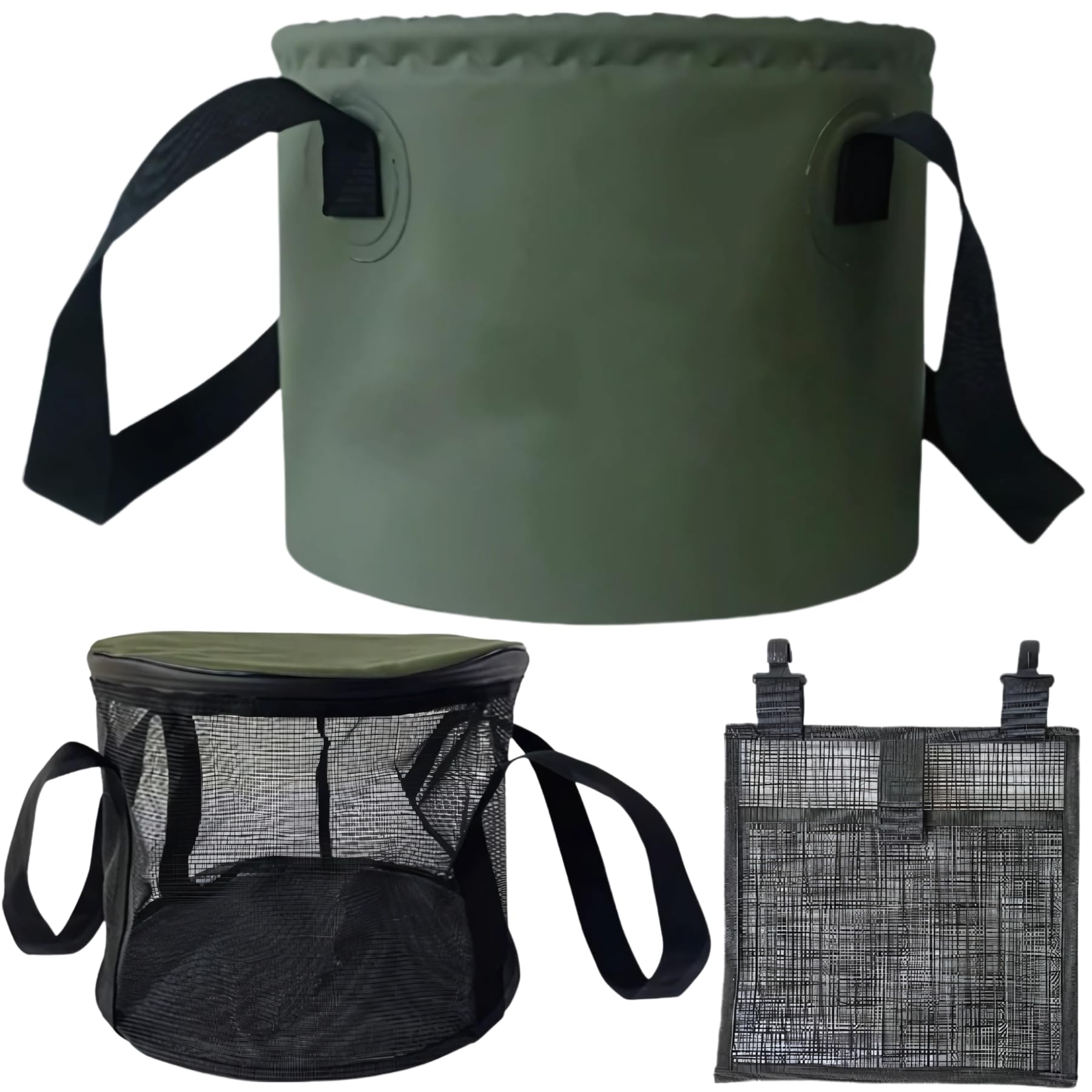 

Складное ведро Mellbo, вместимость 20 л, зеленое, для кемпинга, рыбалки, активного отдыха, водонепроницаемое и устойчивое к разрывам, идеально для сбора воды,