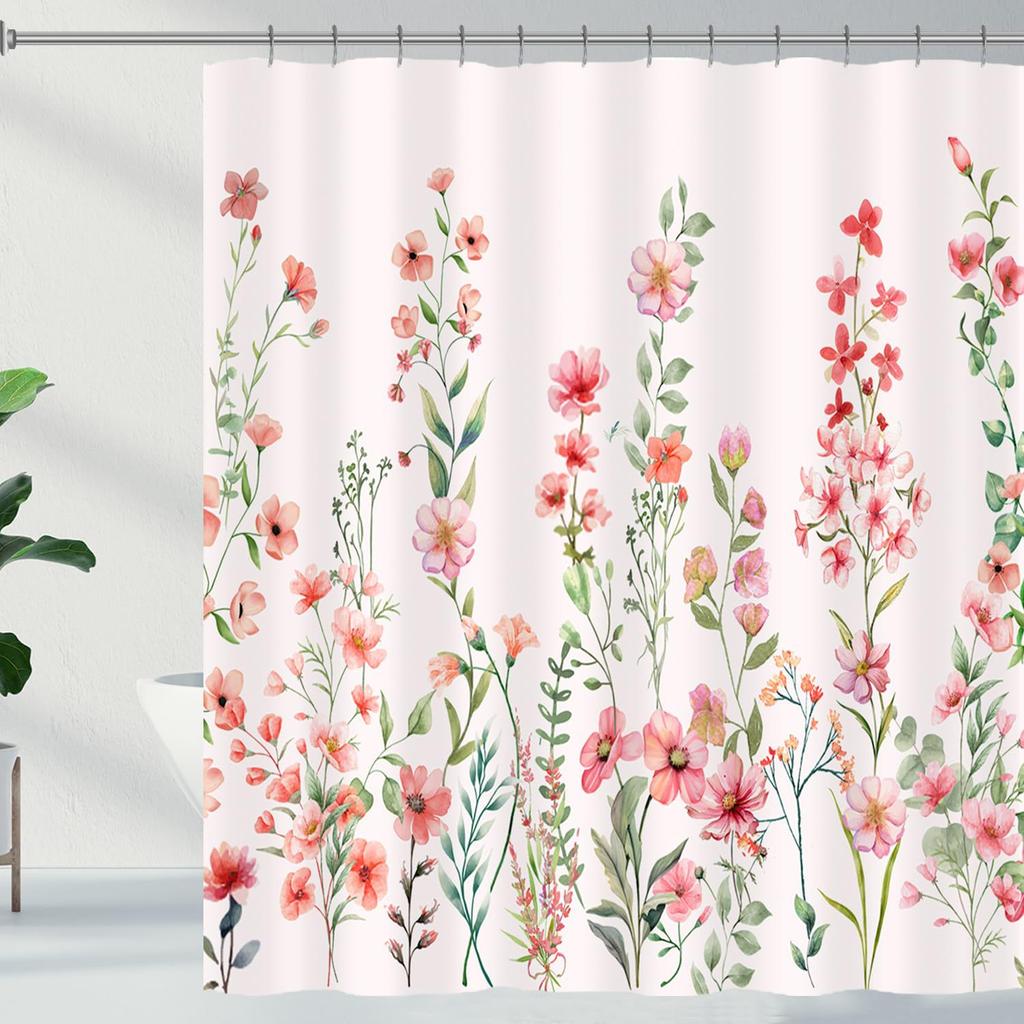 Black And White Flower Shower Curtain Flower Butterfly Shower Curtain With Hook Dark Flower Leaf Plant Bathroom Curtain Waterproof Shower Curtain