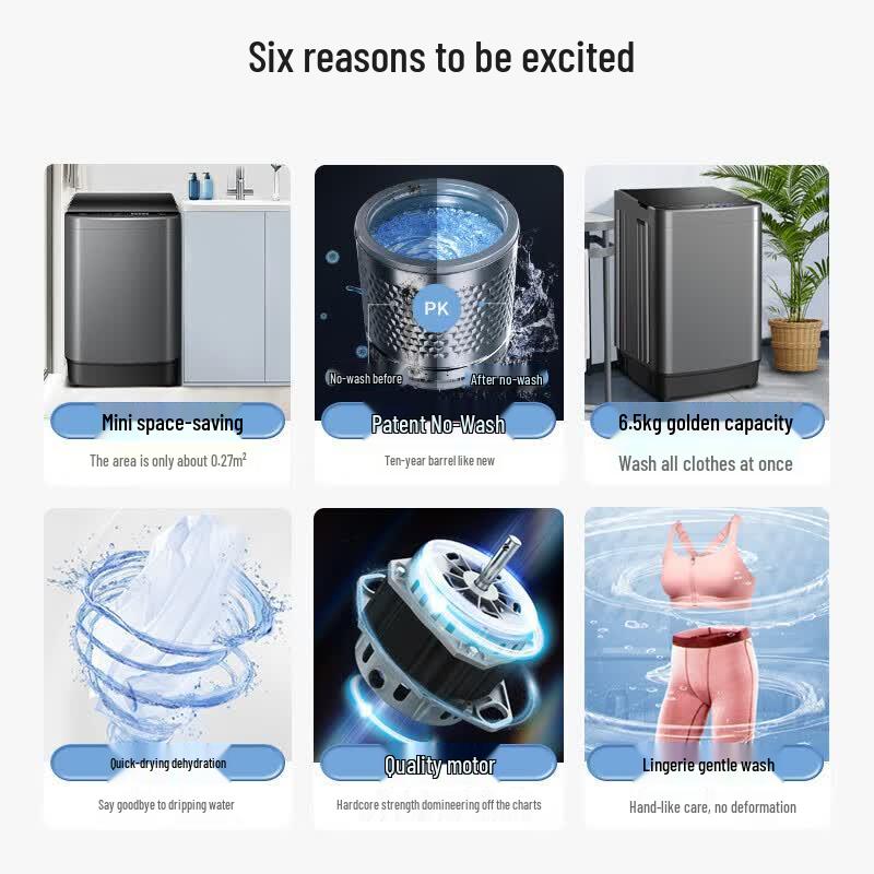Midea 6.5kg Fully Automatic Top-Load Washing Machine CN plug (adapter included)