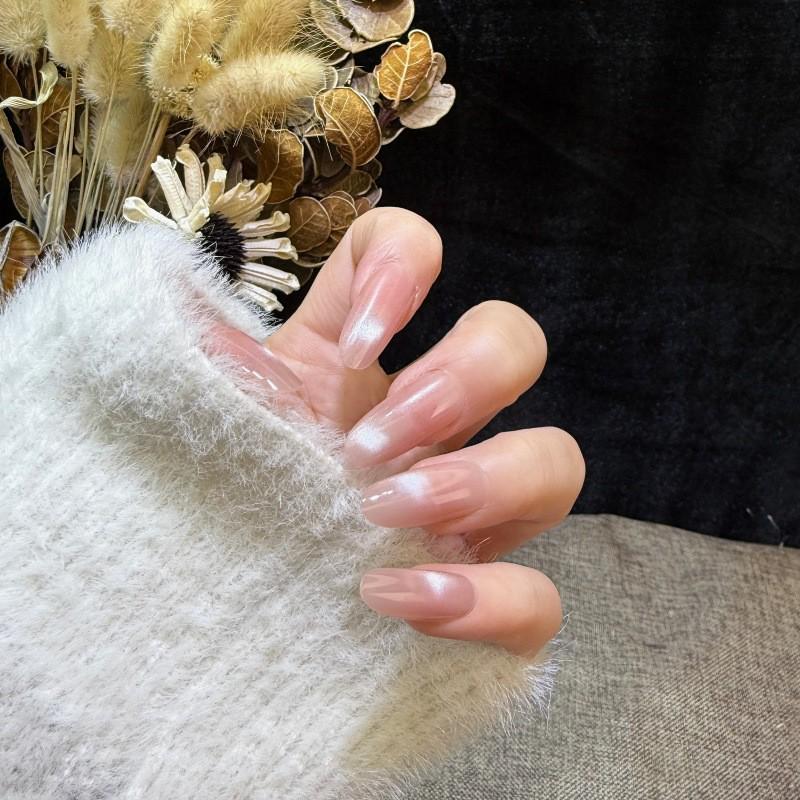 Nude Pink Gradient Cat Eye Whitening Aurora Nail Art Removable Stickers