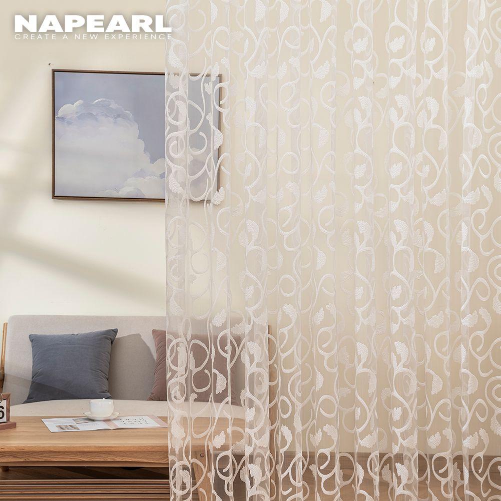 1PC NAPEARL Modern Elegant Flower Jacquard Sheer Tulle Window Curtain for Living Room Bedroom Home Decor