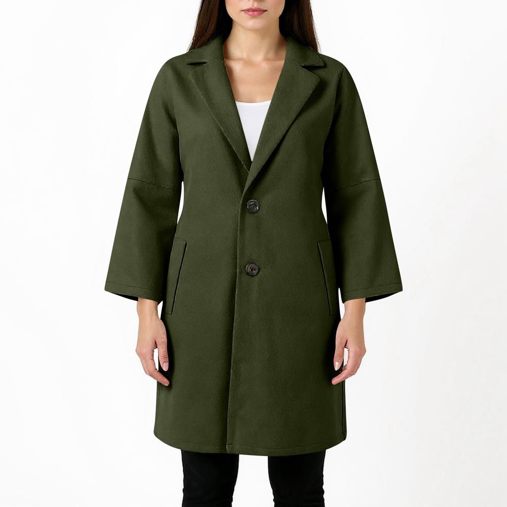 Damenmode Jacke Lässig Einfarbig 3/4-Ärmel Knopfleiste Tasche Strickjacke Mantel