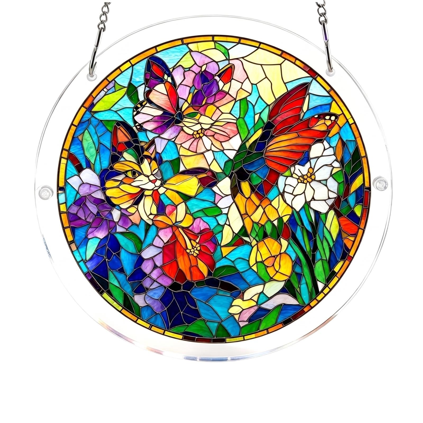 

83 Piece Stained Glass Style Suncatcher Window Hanging Panel Home Decoration Birthday Gift Indoor Hanging Ornament one size