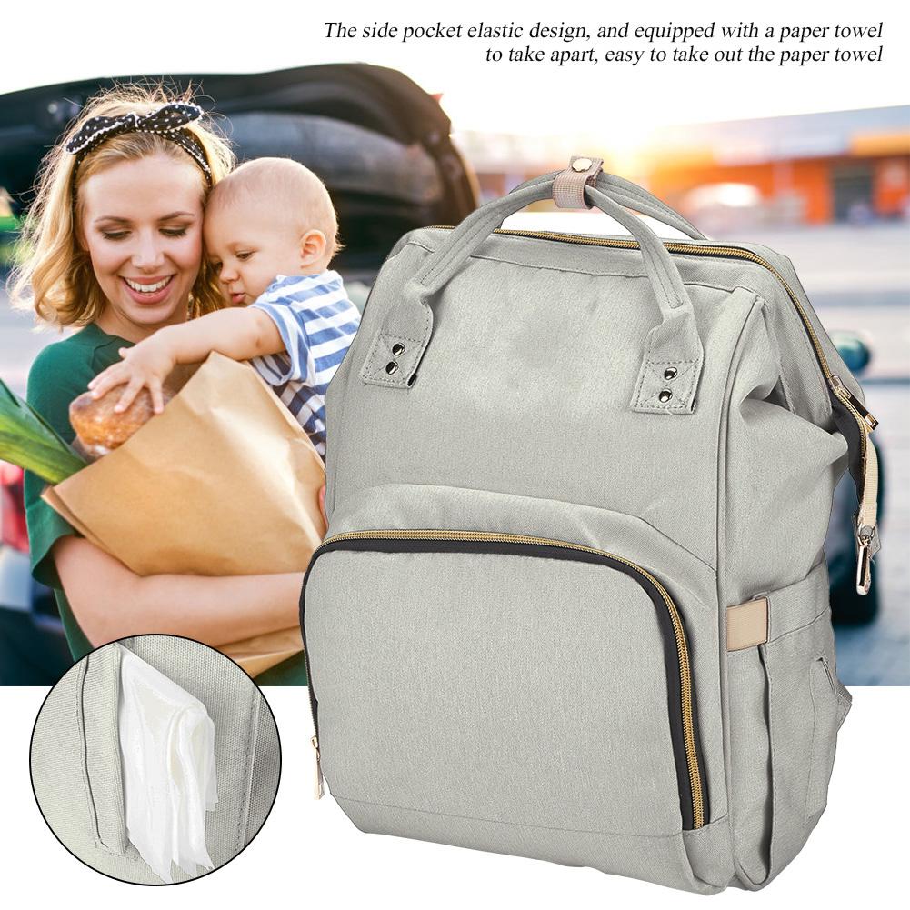 Borsa Pannolini per Bebè con Interfaccia USB Grande Capacità Impermeabile Zaino Fasciatoio Kit Grigio