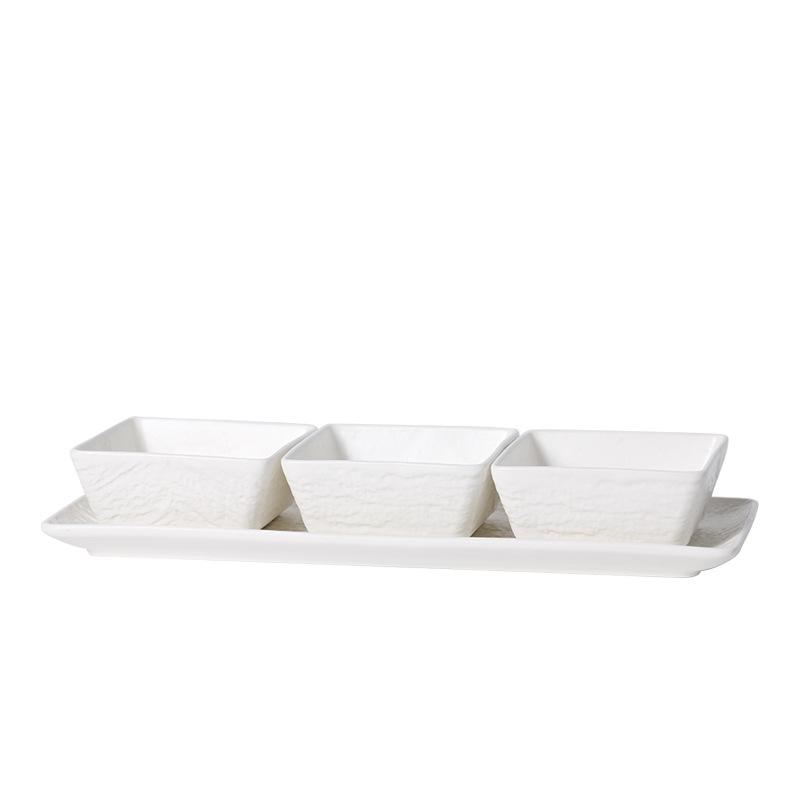 Household White Solid Color Ceramic Dried Fruit Plate, Hotel Front Desk Snack Plate Light Luxury High Value Underglaze Color Candy Plate