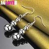 925 Sterling Silver 6 8 10mm Hollow Bead Ball Drop Earrings Jewelry
